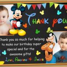 Mickey mouse thank you card,mickey mouse twins thank you card,siblings thank you card