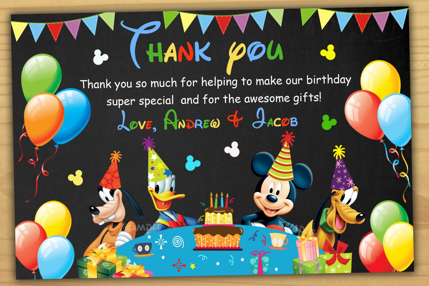 Mickey mouse thank you card,Mickey mouse chalkboard,Mickey mouse ...