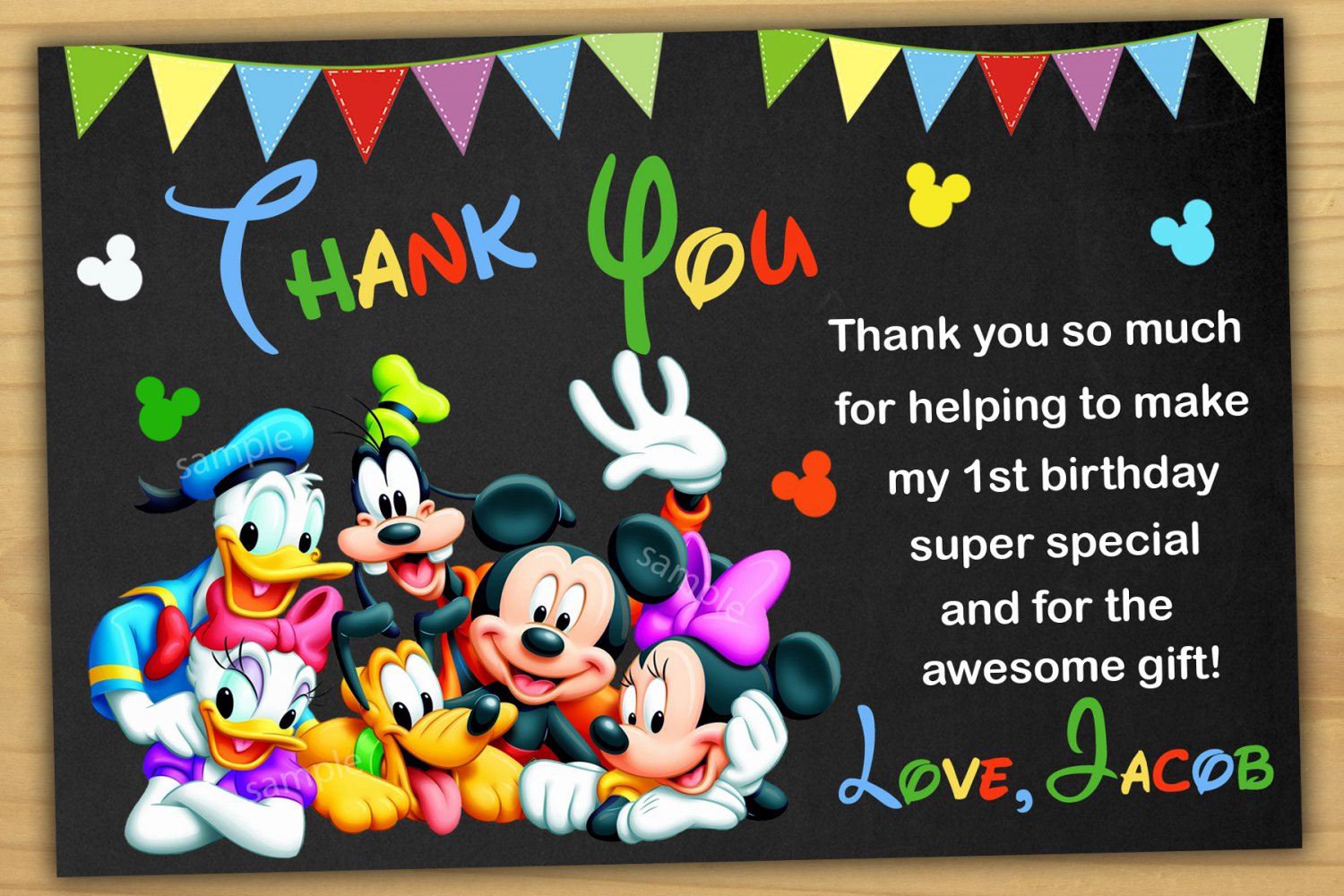 Mickey mouse thank you card,Mickey mouse chalkboard,Mickey mouse ...