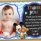 Baby Mickey mouse thank you card,Baby Mickey mouse chalkboard,mickey mouse thank you card