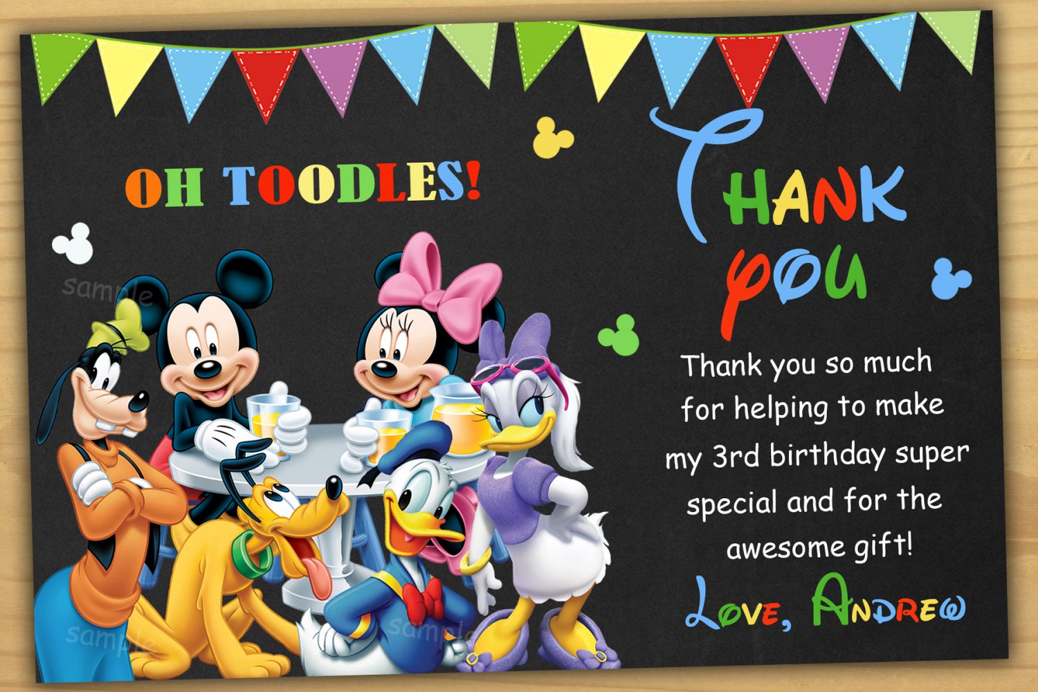 Mickey mouse thank you card,Mickey mouse chalkboard,Mickey mouse ...