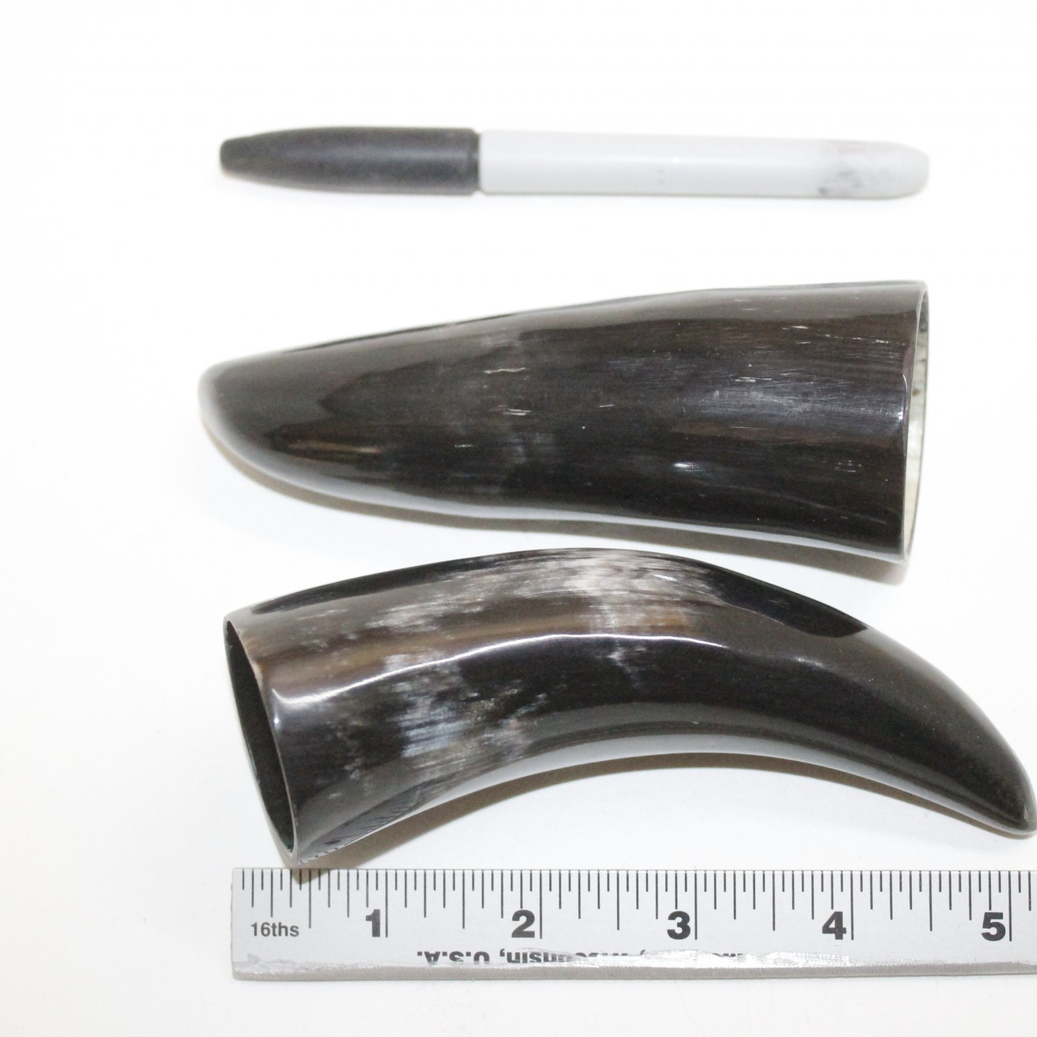 2 Polished Cow Horn Tips 50N Natural Colored