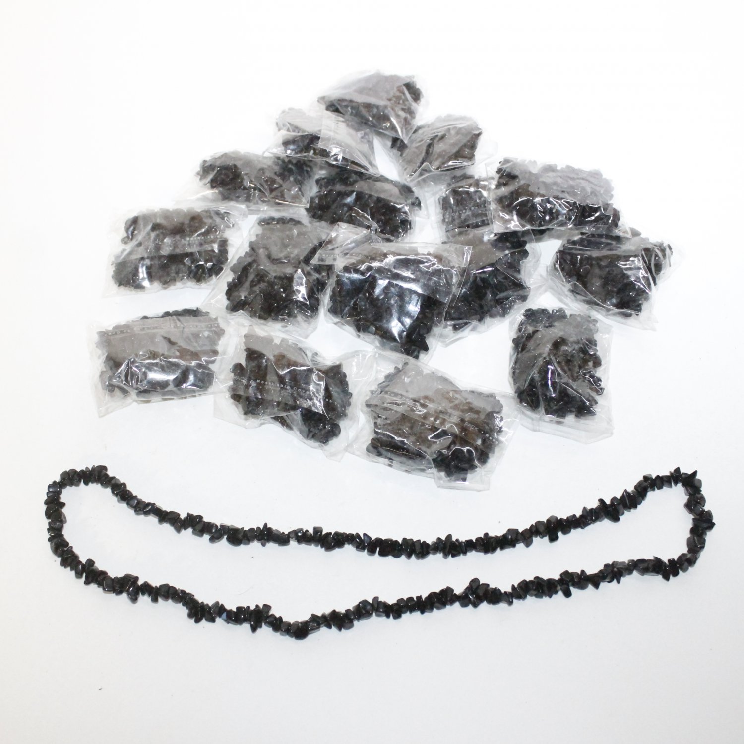25 Obsidian Chip Strands  #2512  Rendezvous Powwow Wampum 634359151474