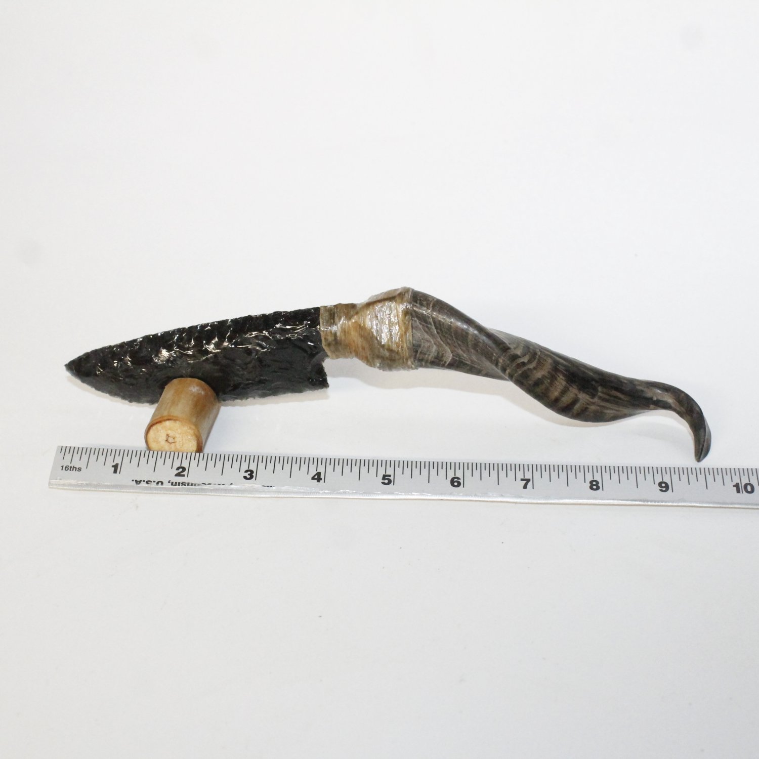 Goat Horn Handle Obsidian Blade Ornamental Knife 212 Mountain Man Knife