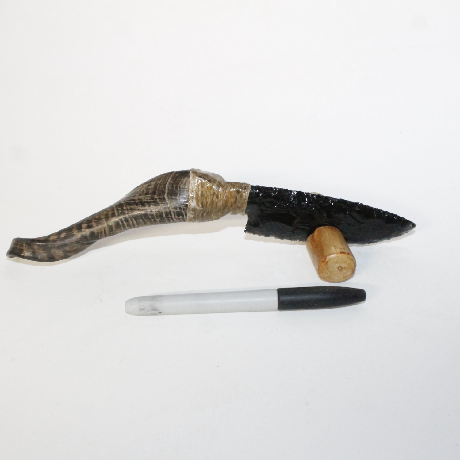 Goat Horn Handle Obsidian Blade Ornamental Knife 212 Mountain Man Knife