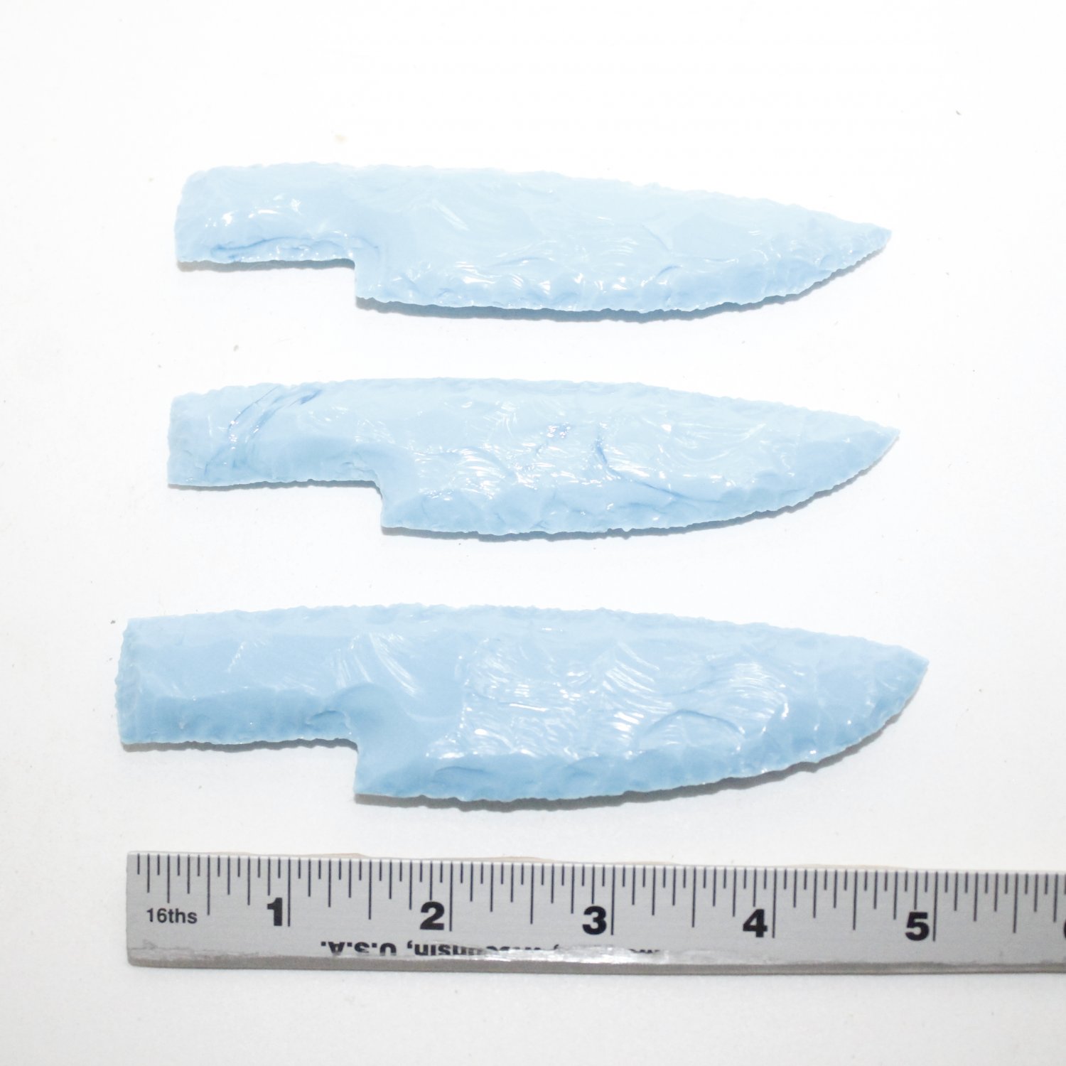 3 Opaque Glass Ornamental Knife Blades 4013 Mountain Man Knife