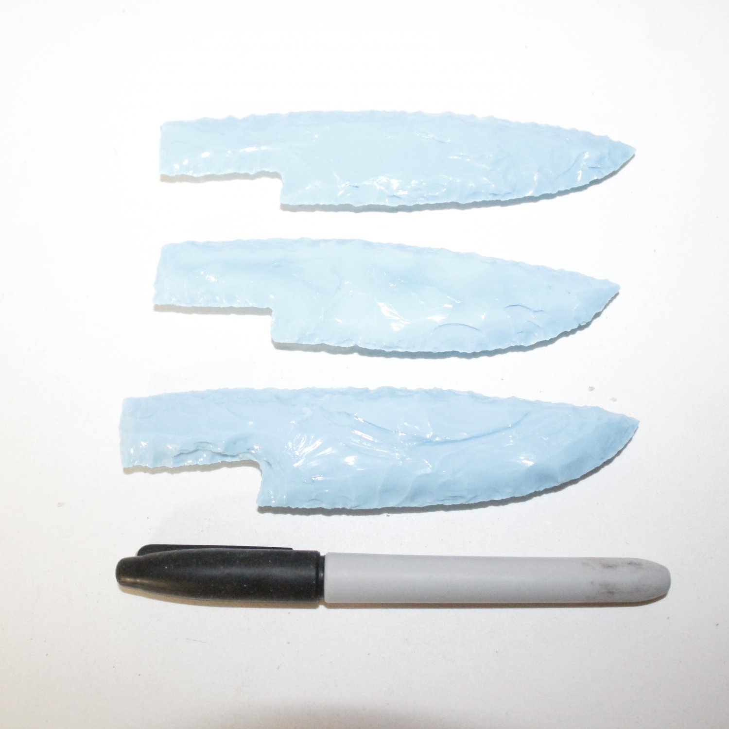 3 Opaque Glass Ornamental Knife Blades 3618 Mountain Man Knife