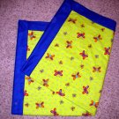 Butterfly and Stars - Fleece & Flannel Blanket - Bright Blue, Lime Green - 46" x 52"