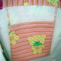 Large Tote - Webbing Handles - Pink Striped with Yellow Bears