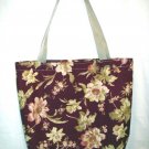 Large Tote - Webbing Handles - Burgundy Floral