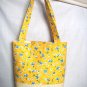 Structured Medium Tote, Diaper bag, Knit or Sew Tote, Carry all - Yellow with Blue Flowers