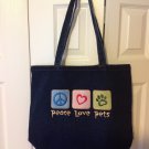 Peace, Love, Pets denim tote bag