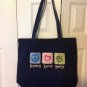 Peace, Love, Pets denim tote bag