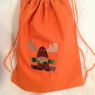 Moose with scarf drawstring backpack bag