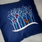Deer in Trees - Embroidered Pillow Cover