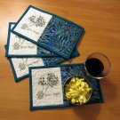 GAME NIGHT **set of 4** HANDMADE QUILTED MUG RUGS SNACK MATS MINI QUILTS UNIQUE