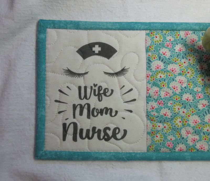 WIFE MOM NURSE Handmade Mug Rug Snack Mat Mini Quilt Unique