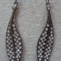 Crystal Gunmetal-Clear Leaf Earrings by Teknowear
