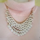 Stylish Gemstone Decorated Multi-Layered Water Drop Shape Heta Necklace in White