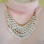 Stylish Gemstone Decorated Multi-Layered Water Drop Shape Heta Necklace in White