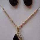 Chic Rhinestone Faux Crystal Leaf Shape Necklace Earrings Set in Season Colors