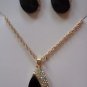 Chic Rhinestone Faux Crystal Leaf Shape Necklace Earrings Set in Season Colors