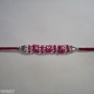 Amethyst/Turquoise/Pink Beaded Rakhi With Clear Crystals By Teknowear