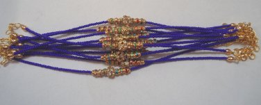 Multi Color Crystal Rakhi/Bracelet in Gold Tone Knoted With Beads By Teknowear