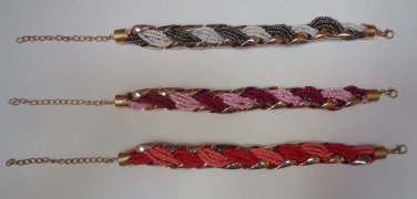 Goldtone Beaded Heta Vrushiti Bracelet in Purple/Pink/Peach/Fuschia/White/Gunmet