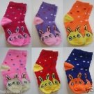 3 Pairs Assorted Kids Socks Size Ages 12-18 Months Cartoon/Animal print/Polkadot