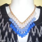 Teardrop Three Strand Statement/Collar Bib Necklace in Ruby/Red/White/Teal/Blue
