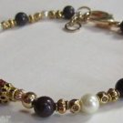 Rudraksh Rakhi/Bracelet With Natural Pearls & Antique Gold Beads By Teknowear