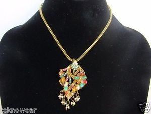 Jhumki Style Antique Gold Collar/Choker/Charm Necklace/Earrings Set by Teknowear