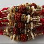 Aru Rakhi In Gold Tone Clear Crystals With Rudraksh & Natural Pearl By Teknowear