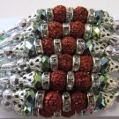 Rudraksh Rakhi With Clear Crystals Stones & Rainbow Beads By Teknowear