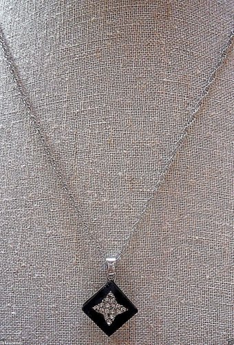 Crystal Star Pendant Necklace and Earrings Set in Black & Ivory Color