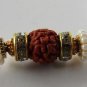 Aru Rakhi In Gold Tone Clear Crystals With Rudraksh & Natural Pearl By Teknowear