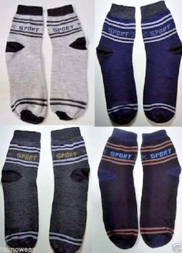 Boys/Mens Ankle Socks in Size 7- 9 for Casual Wear 3 Pairs Assorted by Teknowear
