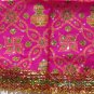 Mataji Chunri/Pooja Aasan (Medium (Rectangular), Pink & Green - Flower, Kalash)