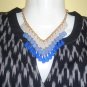 Teardrop 3-Tier Strand Statement/Collar Bib Necklace in Ruby/Red/White/Teal/Blue