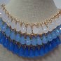 Teardrop 3-Tier Strand Statement/Collar Bib Necklace in Ruby/Red/White/Teal/Blue