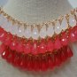 Teardrop 3-Tier Strand Statement/Collar Bib Necklace in Ruby/Red/White/Teal/Blue
