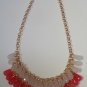 Teardrop 3-Tier Strand Statement/Collar Bib Necklace in Ruby/Red/White/Teal/Blue