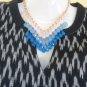 Teardrop 3-Tier Strand Statement/Collar Bib Necklace in Ruby/Red/White/Teal/Blue