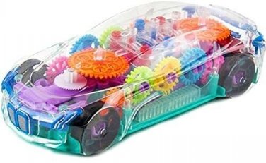 Toy Racing Car-Transparent-Musical-Lighting-Bump & Go Car