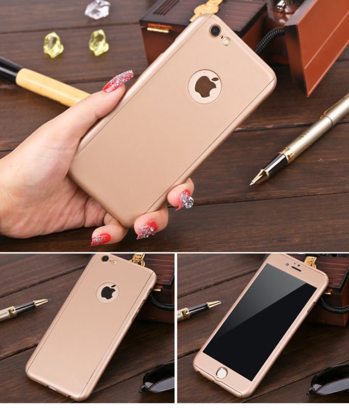 New iPhone 6 Gold Luxury Hybrid Tempered Glass Acrylic Hard Case Cover