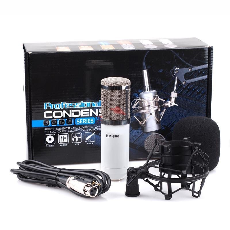 New Professional Condenser Microphone Studio Recording with Shock Mount White