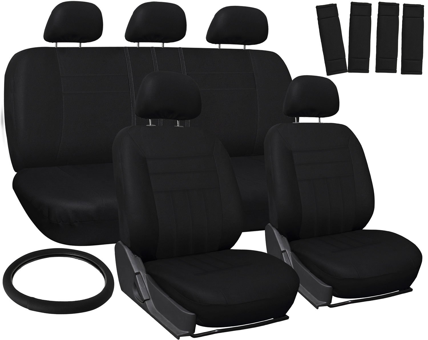 New Car Seat Covers for Toyota Corolla Solid Black Steering Wheel/Belt Pad/Head Rest