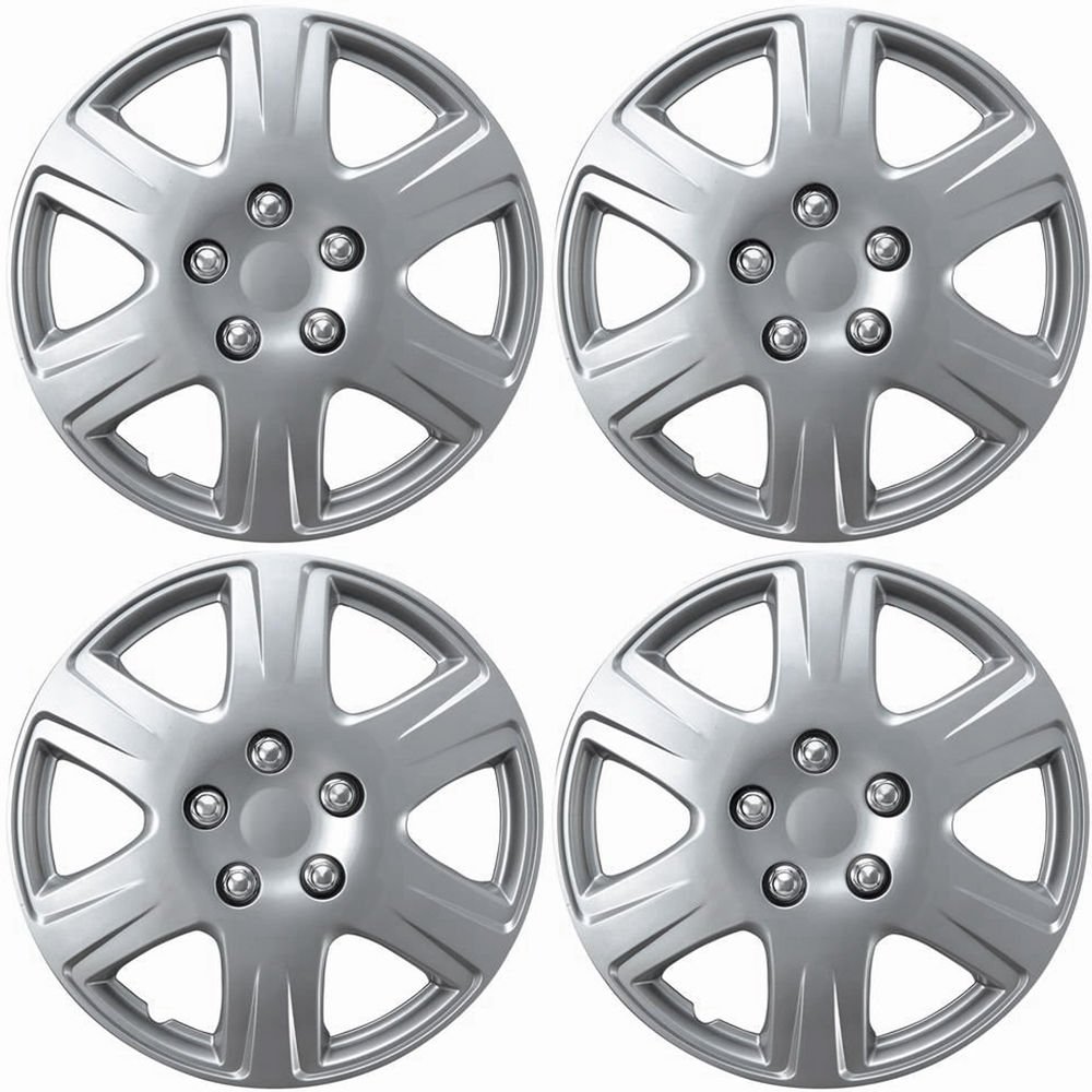 Brand New OEM 4 Pc of 15" Inch Silver Hub Caps Full Lug Skin Rim Cover for Steel Wheel