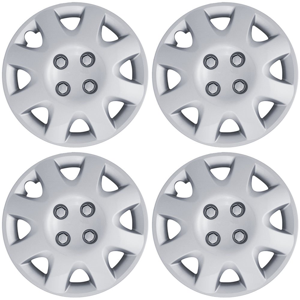 New 4 Piece Set 14" Inch Fit Hub Cap Silver Lug Full Skin Rim Cover for Steel Wheel